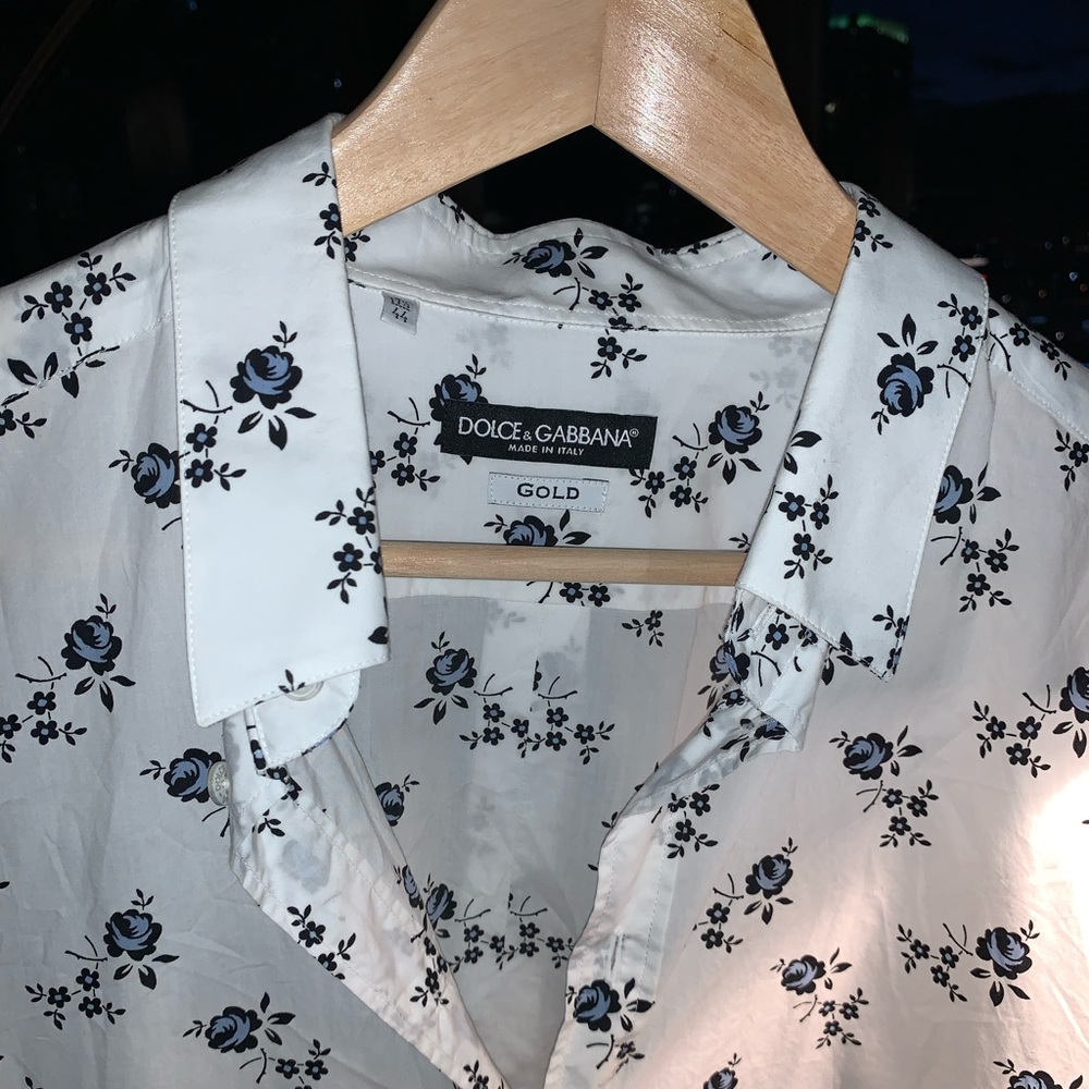Dolce & Gabbana White Shirt with Flowers